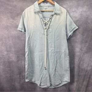 Easel Chambray Light Denim Shirt Dress Size Small Nautical